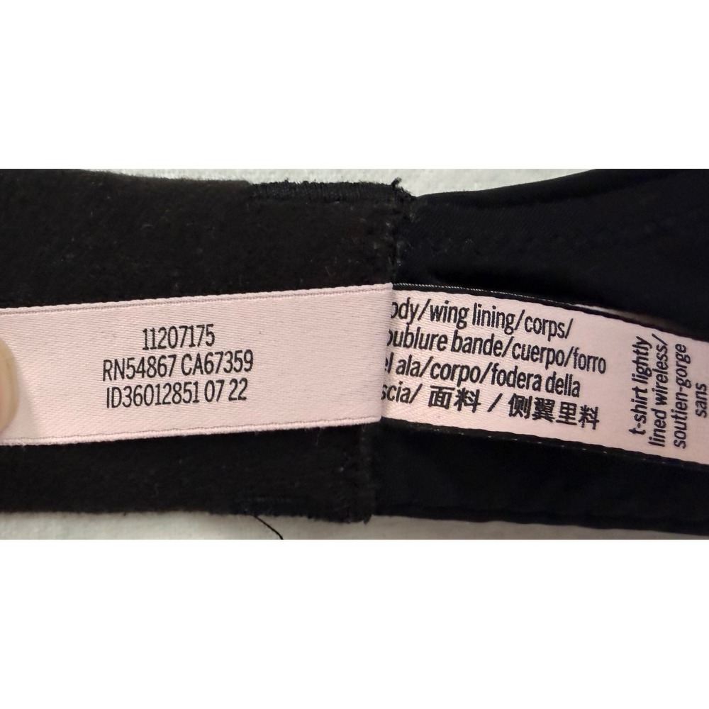 Victoria's Secret T-Shirt Lightly Lined Wireless Bra Black Logo Strap Sz‎ 34D - Picture 10 of 12